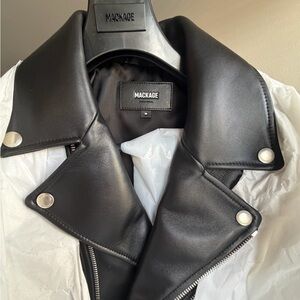 Mackage Black Leather Jacket with Silver Hardware